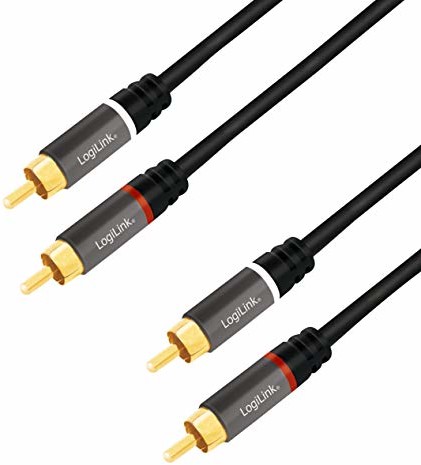 Logilink CA1201 - kabel audio stereo RCA, 2 x 2 wtyczki cinch z pozłacanymi stykami dla wysokiej jakości dźwięku, 0,5 m CA1201