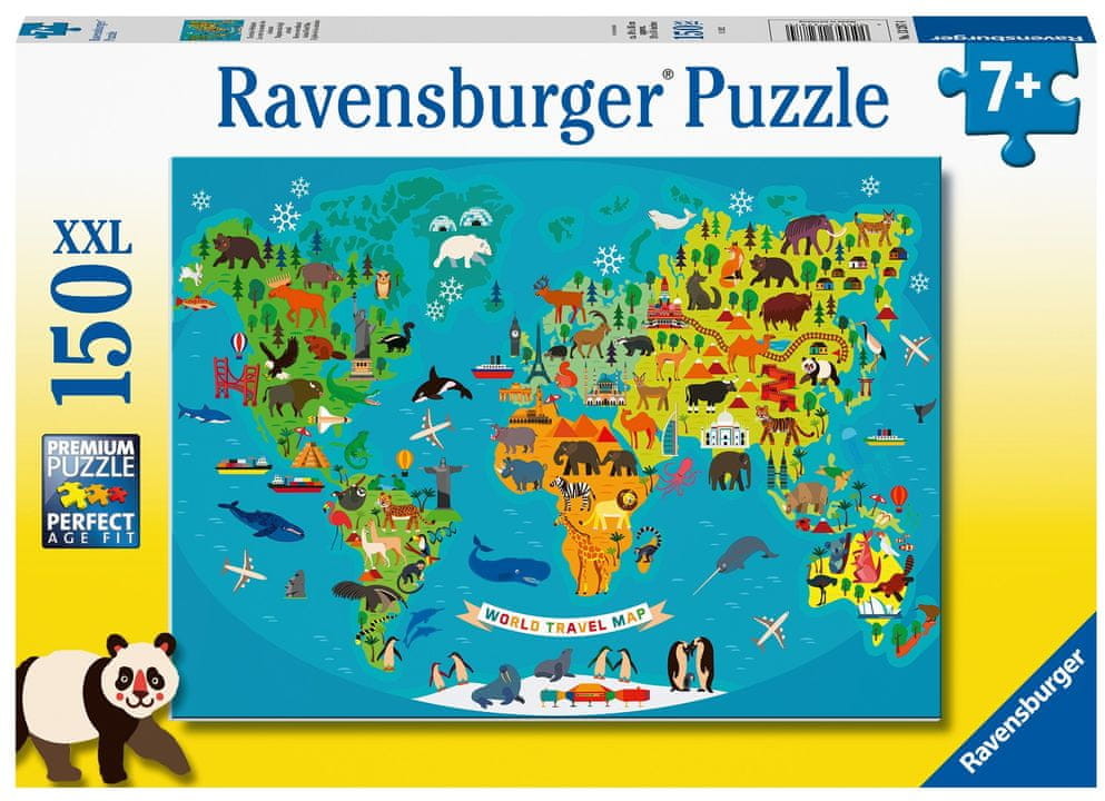 Ravensburger Mapa świata zwierząt 150 elemetów