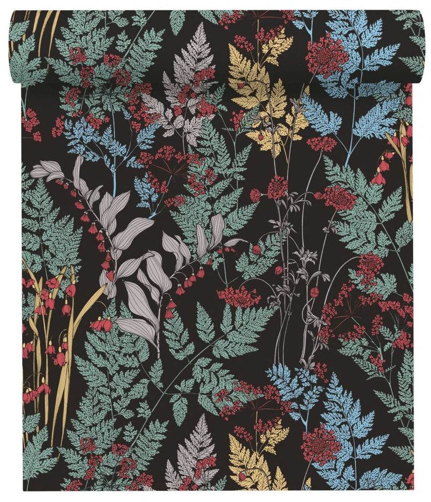 Tapeta Floral Impression 377511 czarna winylowa na flizelinie