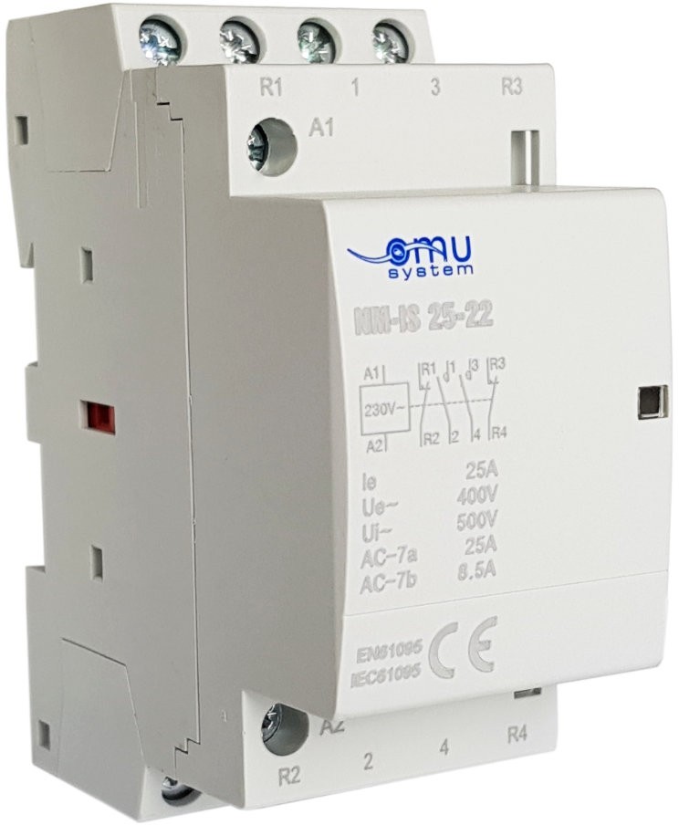 Stycznik modułowy 230V Ac 25A 2NO + 2NC 1/3F 5220
