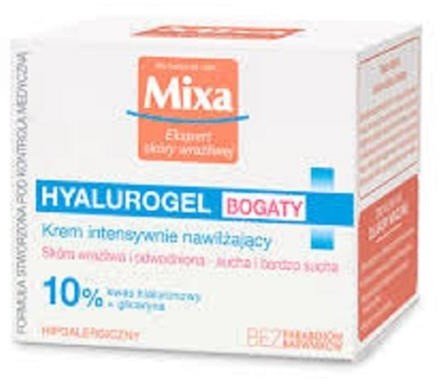 Mixa Hyalurogel Bogaty krem intensywnie nawilżający 10% gliceryny i kwasu hialuronowego 50ml