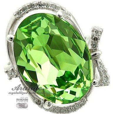 Swarovski Arande Przepiękny Pierścionek Peridot Srebro 3016454157