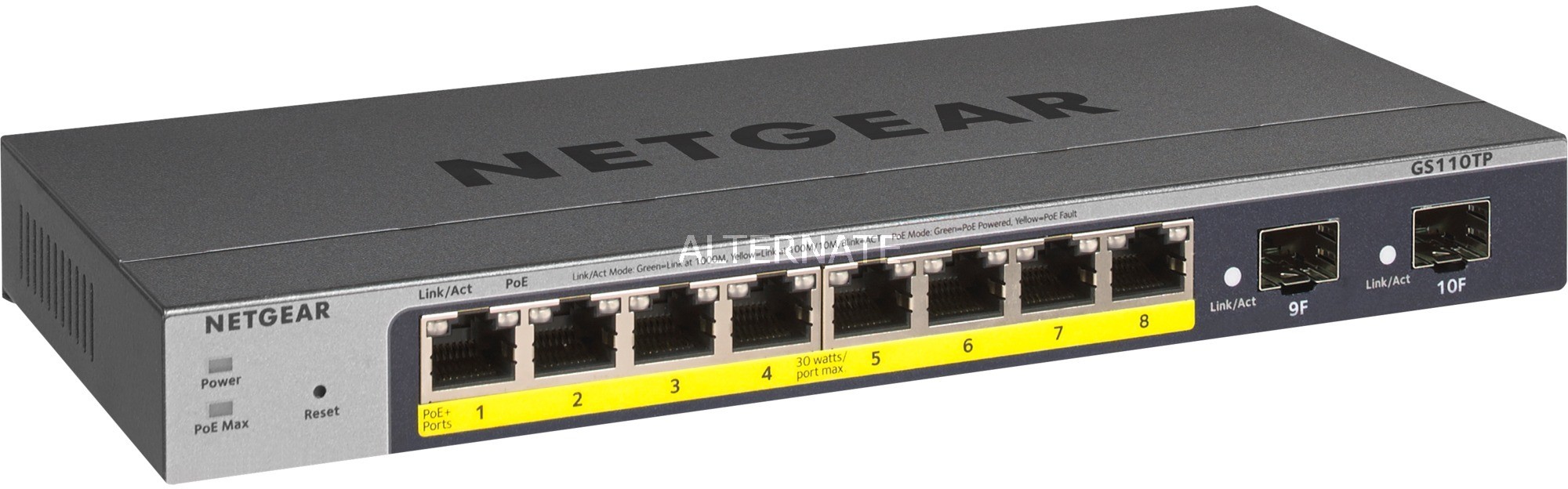 Netgear GS110TP Zarządzany L2/L3/L4 Gigabit Ethernet (10/100/1000) Szary Obsługa PoE, Przełącznik