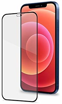 Celly Folia ochronna 2D do iPhone 12 Mini, szkło hartowane, stopień twardości 9H, zapobiega pozostawianiu odcisków palców, odporna na zarysowania, czarna krawędź FULLGLASS1003BK