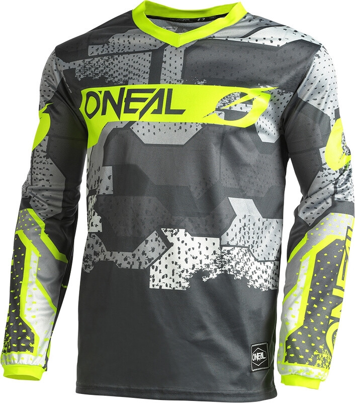 O'Neal O'Neal Element Koszulka rowerowa z zamkiem błyskawicznym Mężczyźni, szary/żółty S 2022 Koszulki MTB i Downhill E003-532