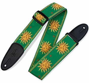 Levy's Leathers levy LED's gitara pasek ze skóry tkaniny żakardowe z tyłu 5 cm szerokości słońca i wzornictwo Zielony