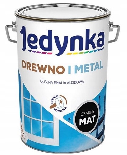 Jedynka Farba do drewna i metalu Czarna Matowa 5l