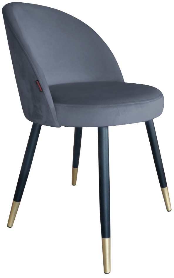 Atos Krzesło TANEW BL VELVET GOLD ciemno szare w stylu glamour TRIX-GOLD-BL14