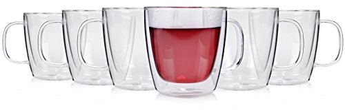 Sänger szklanki do herbaty Zestaw z uchem z podwójnymi ścianami 6-częściowy | Thermo szklany o wyglądzie unoszenia się | pojemność 250 ML | nadaje się idealnie do zimnych lub gorących napojów 208660