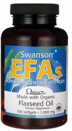 SWANSON Olej z siemienia lnianego Flaxseed Oil EFAs 1000mg 100 kapsułek