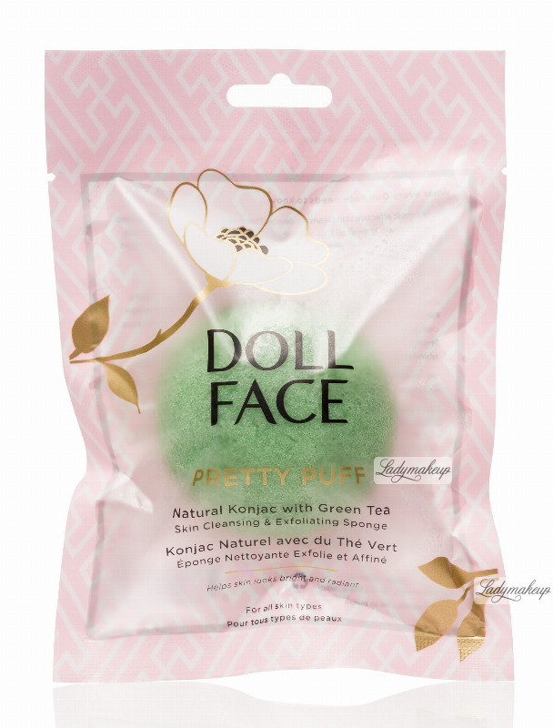 PRETTY DOLL FACE DOLL FACE - PUFF - Natural Konjac with Green Tea - Gąbka oczyszczająca do mycia twarzy DOLGDTW