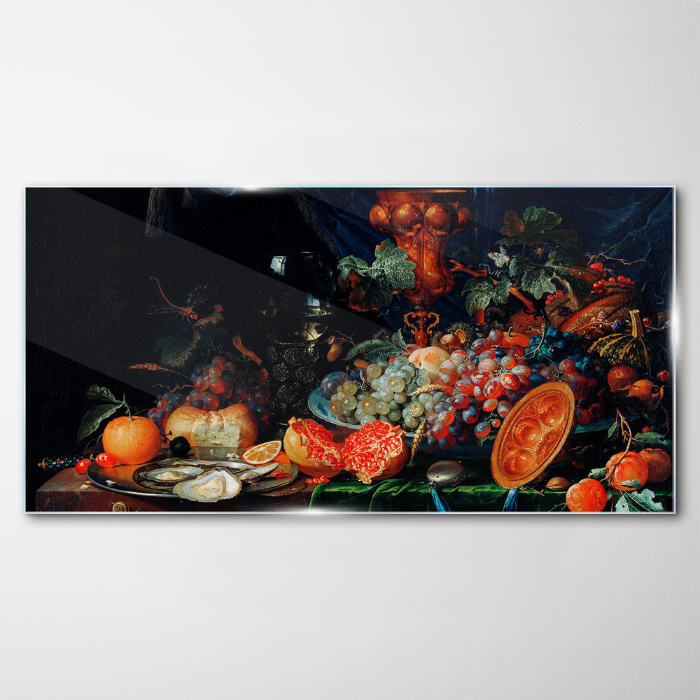 PL Coloray Obraz na Szkle Martwa natura owoce i ostrygi 100x50cm