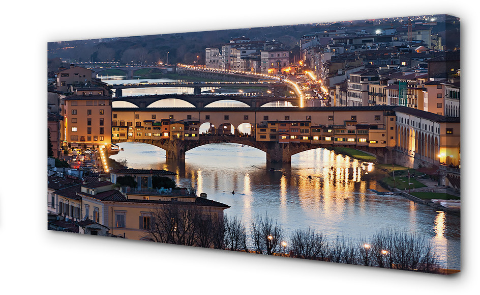 PL Tulup Obrazy na płótnie Włochy Mosty noc rzeka 100x50cm