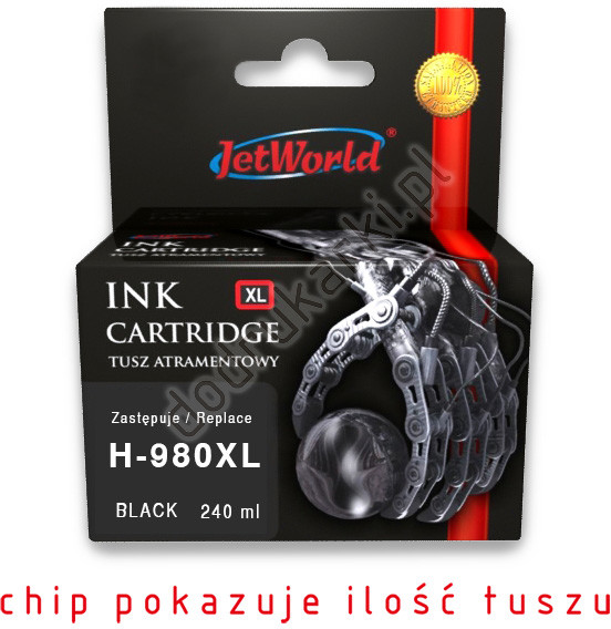 JetWorld HP 980 zamiennik D8J10A tusz czarny do HP Officejet Enterprise X555 X585 - 240ml