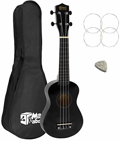 Mad About Mad About SU8 leworęczny ukulele sopranowe dla szkół i początkujących w kolorze czarnym z bezpłatną torbą na koncert, filcową kostką i zapasowymi strunami SU8-LH-BK
