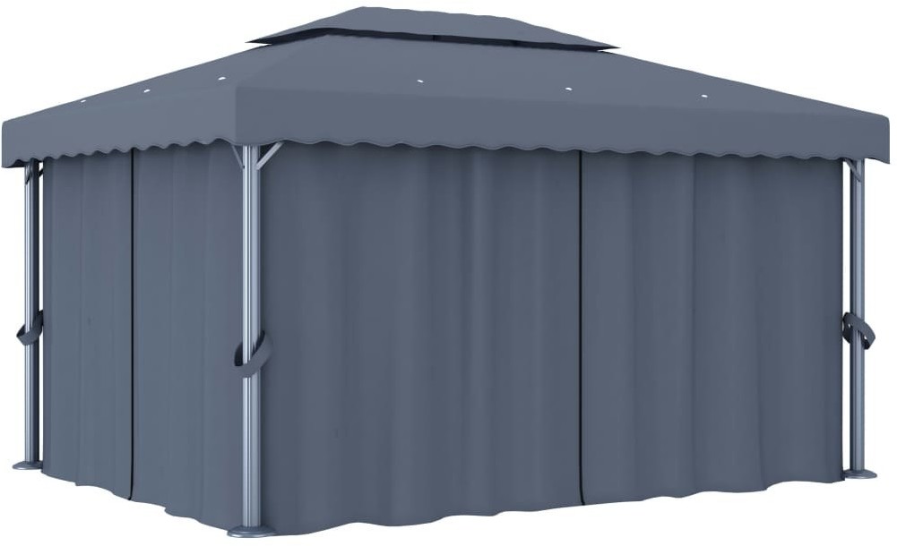 vidaXL Altana ogrodowa z zasłonami, 4 x 3 m, antracytowa, aluminium 3053376
