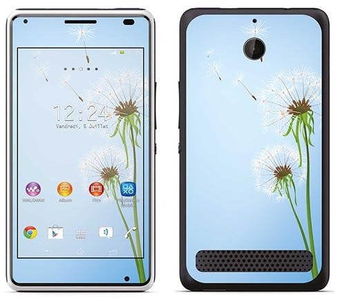 Sony Royal Sticker Royal tatuaż ścienny RS. 74059 samoprzylepna uprawa do Xperia E1 z motywem White Dandelion Leaves Flying RS.74059