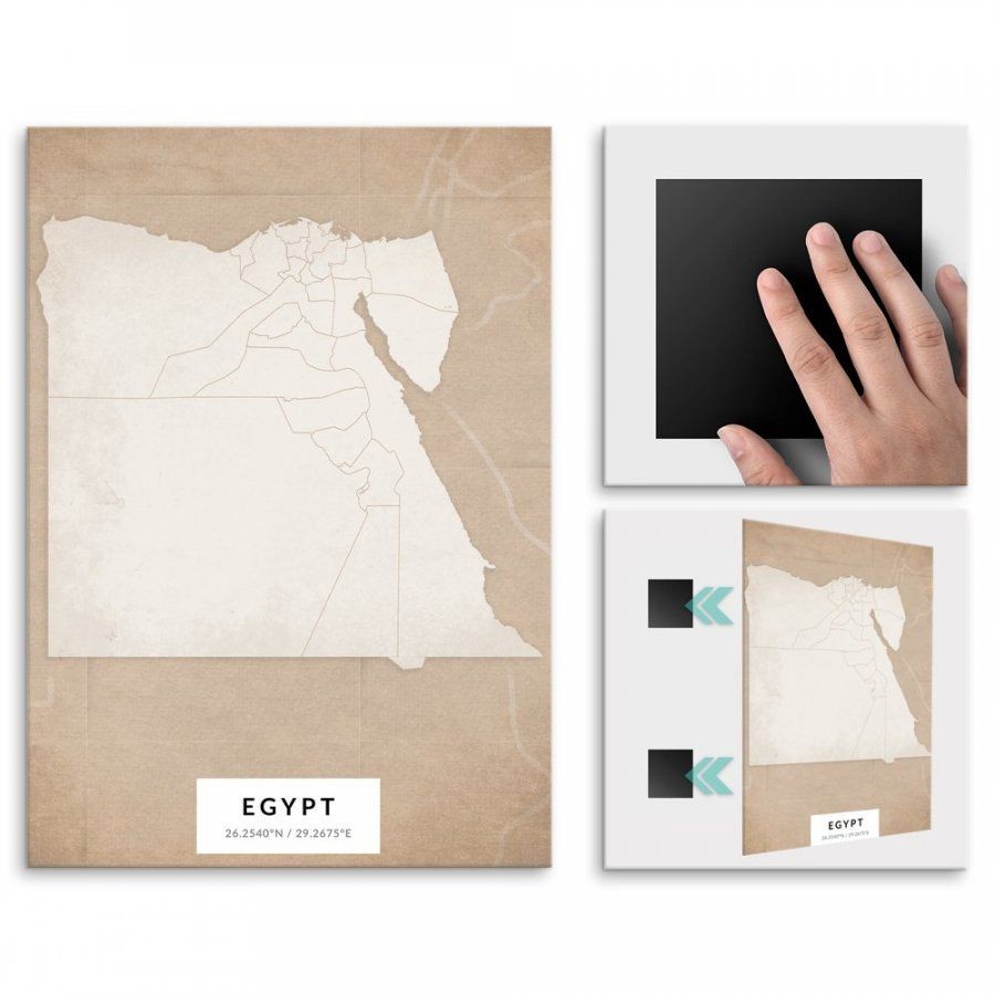 Pix4home Plakat metalowy Mapa Vintage Egipt M POS-M-04322