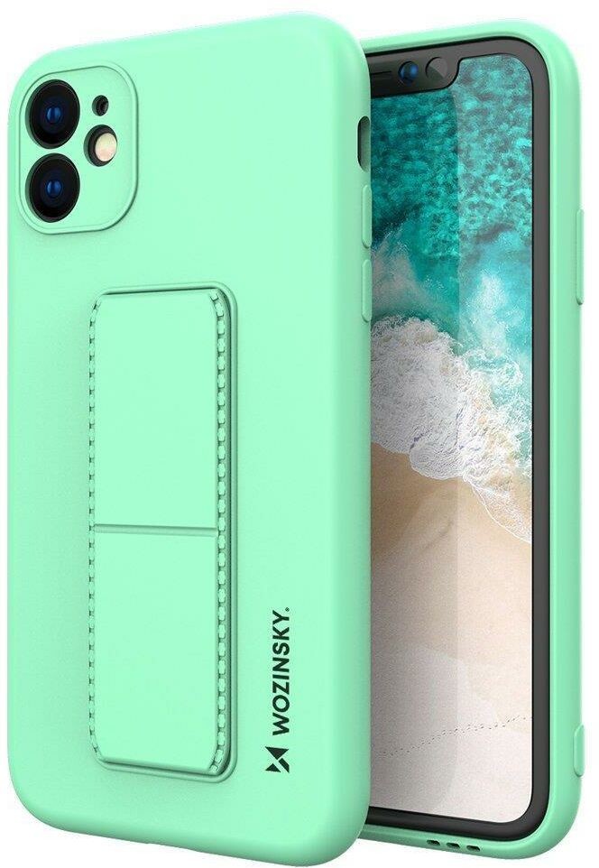 Wozinsky Kickstand Case elastyczne silikonowe etui z podstawką iPhone 12 Pro miętowy