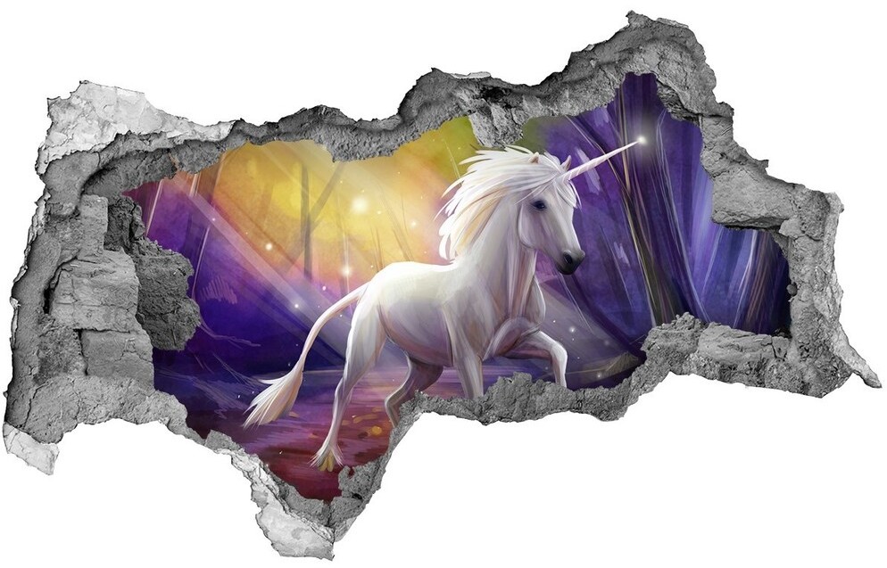 Wallmuralia.pl Dziura 3d fototapeta naklejka Jednorożec