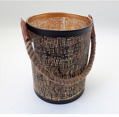 Tajemniczy Ogród Lampion okrągły Modern metal/złoty wys.22cm