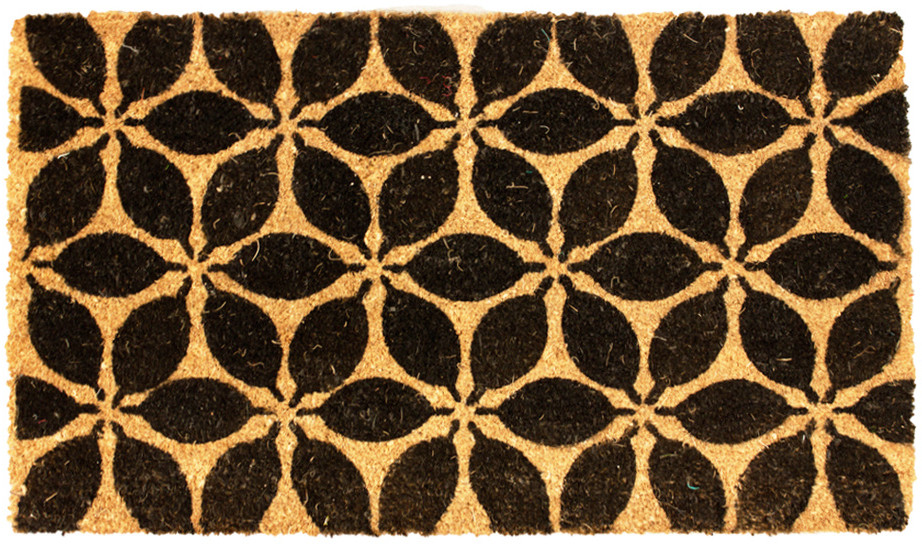 Wycieraczka kokosowa Kwiaty czarny, 43 x 73 cm