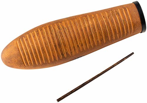Meinl Percussion Percussion Guiro z włókna szklanego w brązowym wykończeniu z wyściełanymi otworami na uchwyty nie wyprodukowano w Chinach drewniany skrobak w zestawie, 2 lata gwarancji (GU7BR) GU7BR