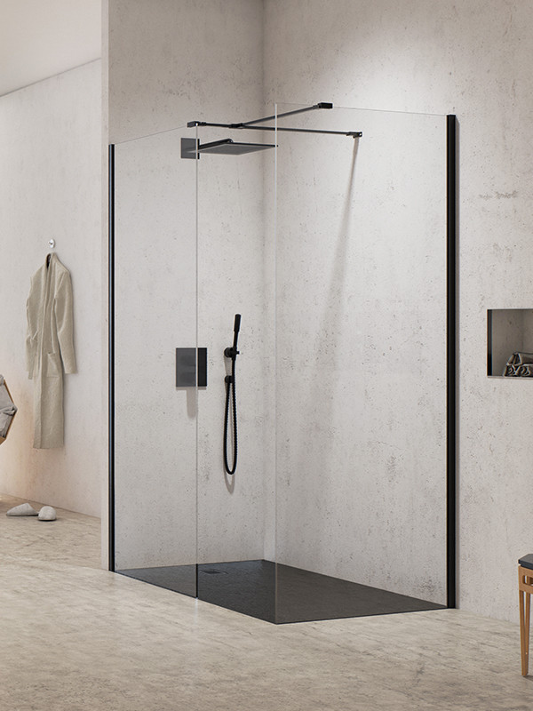 New Trendy New Modus Black Walk-in Kabina prysznicowa PROSTOKĄTNA 160x80x200 cm profile czarne szkło przezroczyste Active Shield EXK-1290