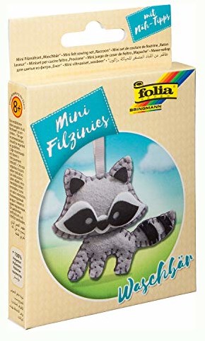 folia Folia 52908  zestaw do szycia dla dzieci Mini Filzinie, zawieszka szop praczy, 12-częściowy  zestaw do szycia filcowego do produkcji samodzielnie szytej zawieszki