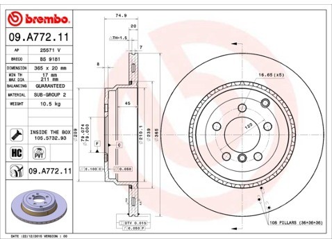 BREMBO Tarcza hamulcowa 09.A772.11