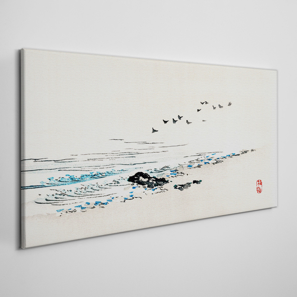 PL Coloray Obraz Canvas Plaża Morze Ptaki 120x60cm