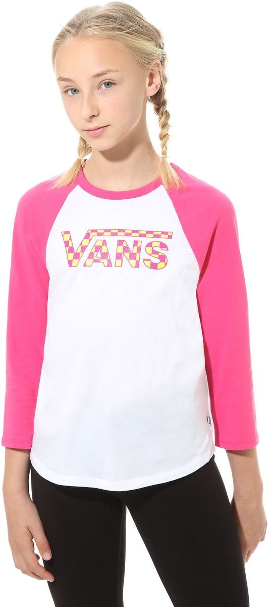 Vans t-shirt GIRLS CHECK MY SHINE RAGLAN Fuchsia Purple/White