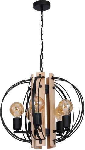 Luminex Lampa wisząca Dalvin 8237 lampa sufitowa drewniana 5x60W E27 czarna brązowa