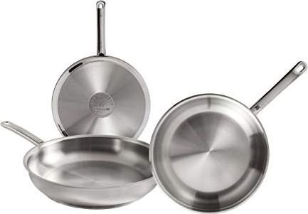 WMF Patelnia Zestaw patelni z polerowanej stali nierdzewnej 20 24 i 28 cm