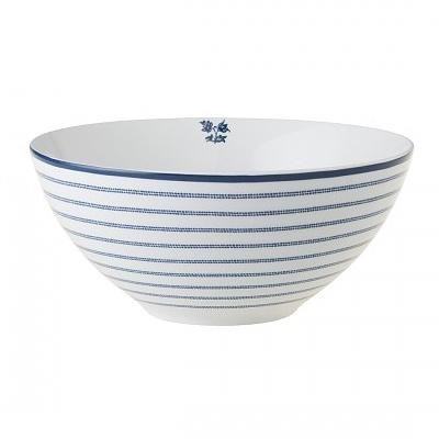 Laura Ashley Miska Salaterka Porcelanowa Laura Ashley Candy Stripe Niebieska 0,72 L