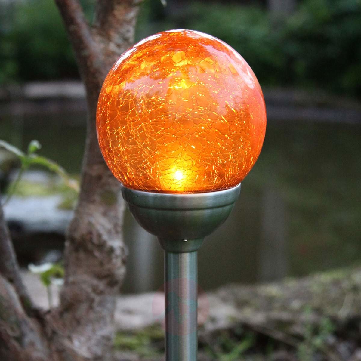 Best Season Solarna lampa wbijana Roma, bursztynowe LED