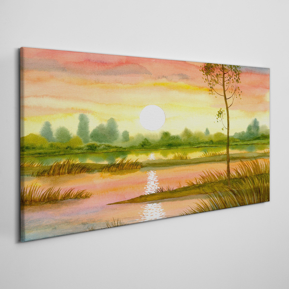 PL Coloray Obraz Canvas akwarele drzewo zachód słońca 140x70cm