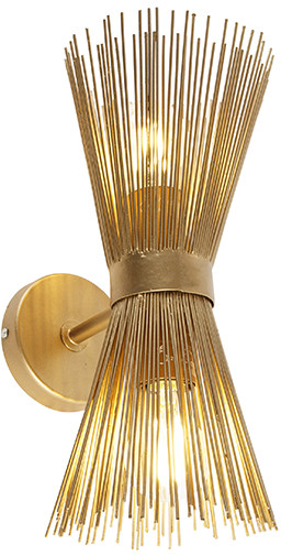 QAZQA Kinkiet Art Deco złoty 2-punktowy - Miotła