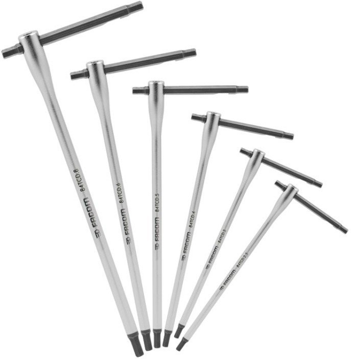 FACOM Zestaw 6 kluczy typu T z przesuwną rękojeścią 2,5-8 mm, 84TCD.J6 84TCD.J6