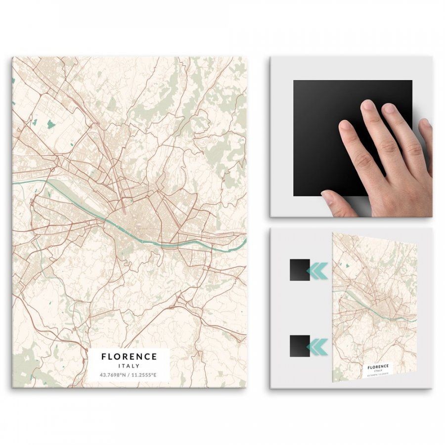 Pix4home Plakat metalowy Mapa Vintage Florencja M POS-M-03842