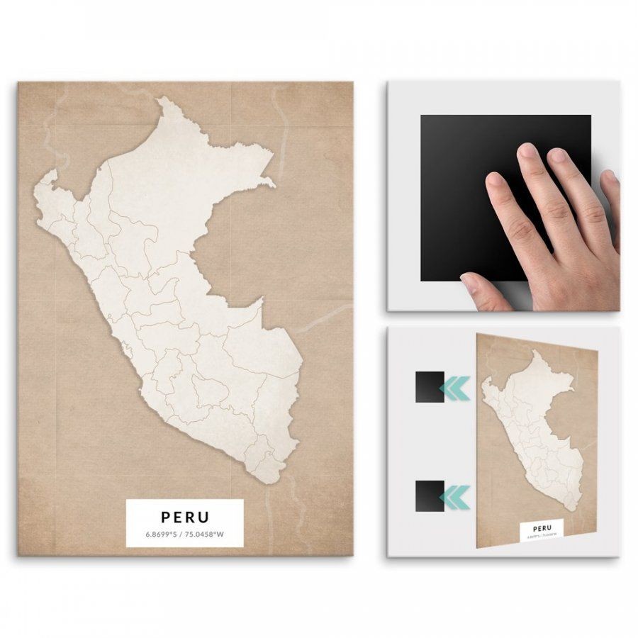 Pix4home Plakat metalowy Mapa Vintage Peru L POS-L-04353