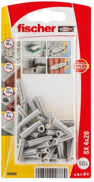 Fischer Kołki rozporowe SX 4 x 20 mm 50 szt. 90886