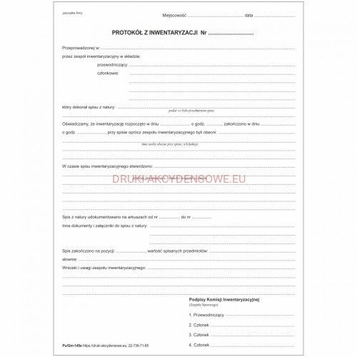 Firma krajewski Protokół z inwentaryzacji / wersja elektroniczna [Pu/Gm-145e] Pu/Gm-145e