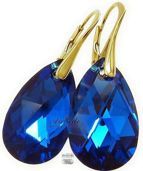 Swarovski Nowe Kolczyki Blue Comet Złote Srebro