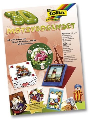 Folia 1419  3d całego roku Bogen Set, 10 arkuszy DIN A4 z motywem, łącznie z klejem umieszczone od spodu i nożyczki 1419