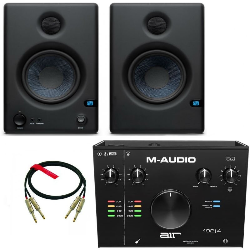 PreSonus Eris E4.5 - Para Monitorów + M-audio M-track 2x2 + kable - kompletny zestaw 10674