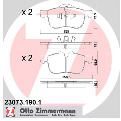 ZIMMERMANN Zestaw klocków hamulcowych, hamulce tarczowe 23073.190.1
