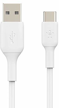 Belkin Kabel USB-C (szybkie ładowanie kabel USB-C do USB, kabel USB typu C do notebooka 10, S10, Pixel 4, iPad Pro, Nintendo Switch i więcej) 1 m, biały CAB001bt1MWH