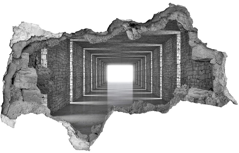 Wallmuralia.pl Dziura 3d fototapeta na ścianę Tunel z cegły
