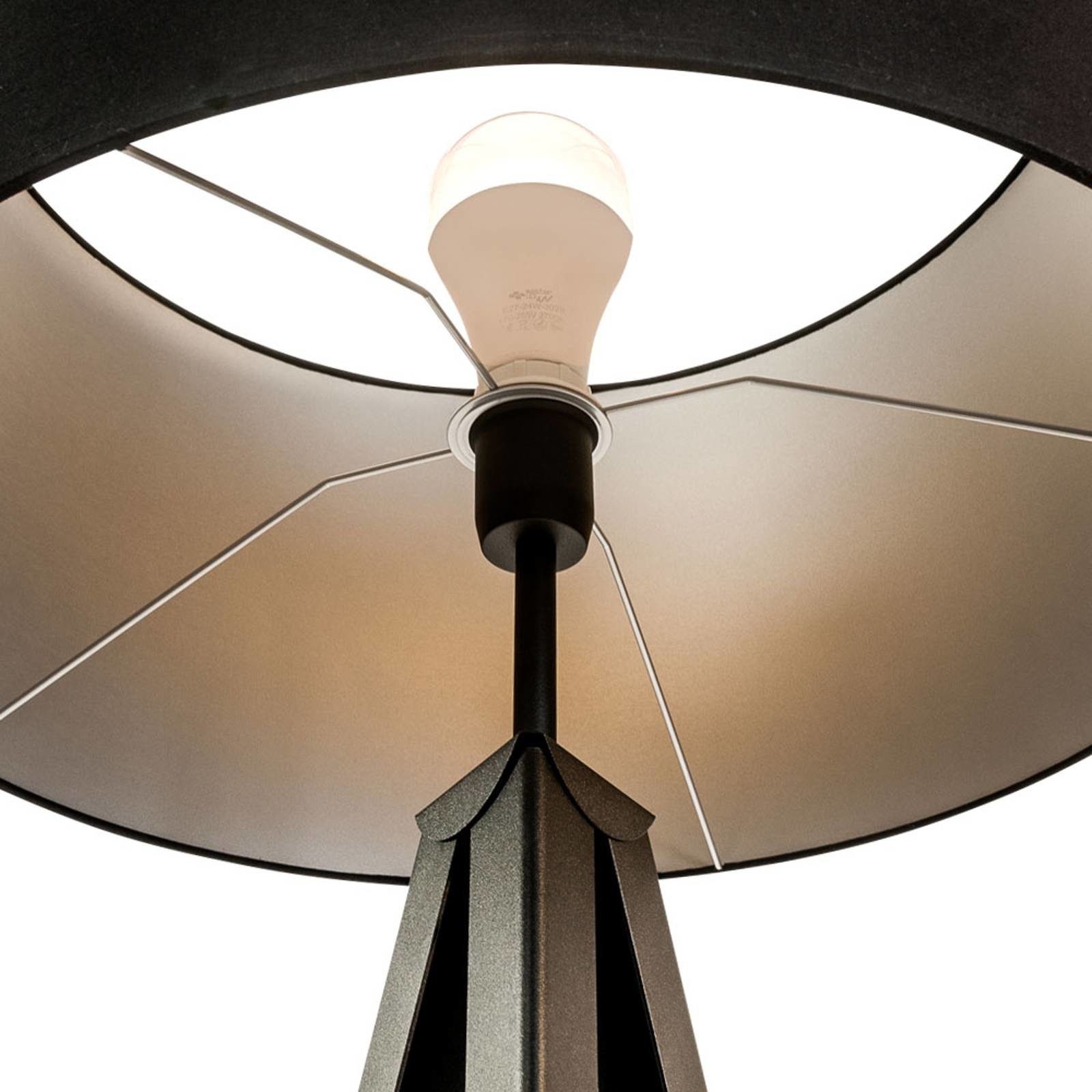 LIS POLAND Lampa podłogowa Tago, trójnóg klosz czarny/srebrny